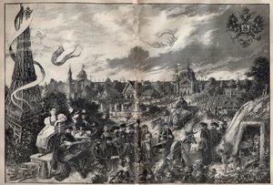 Frammaning om vänskap mellan Frankrike och Ryssland och den ryska utställningen som kommer att äga rum 1892 på Champ de Mars i Paris - Gravyr i "" La Science francaise"" av Unknown artist