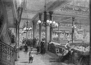 Expansioner av "Bon marche"-butikerna: Nytt galleri som leder till buffén. Paris 1880. av Unknown artist