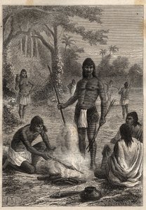 Expedition to America (1799-1804) av Alexander von Humboldt (1769-1859) och Aime Bonpland (1773-1858): Omaguas Indians (Amazonia, Peru) - illustration från "The Great Mariners of the 18th century" av Unknown artist