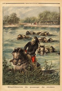 Upplevelse av flodpassage av det 7:e regementet av drakar i Fontainebleau. Gravyr i "" Le petit journal"" 1896-09-06. Selvas samling. av Unknown artist
