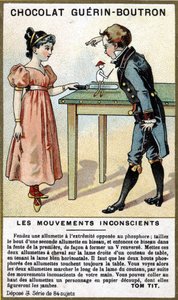 Erfarenhet av två barn med tändstickor och kniv. Kromolitografi av chokladförpackningar Guérin Boutron. av Unknown artist