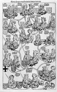 Släktträd. I "" Nuremberg Chronicles" av Unknown artist