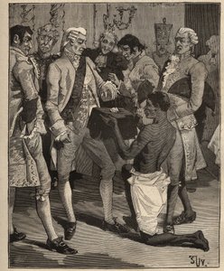 Berömda diamanter: "Underverkens under" presenterade för kejsaren av Brasilien, Joao VI av Portugal (Johannes VI känd som Clementen) (1767-1826), 1809. Gravyr från 1885 i "" Les arts et metiers illustres"" av Adolphe BITARD. av Unknown artist