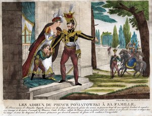 Farväl av prins Joseph (Jozef) Antoni Poniatowski (1763-1813) till sin familj, tidens gravyr av Unknown artist