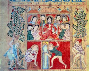 Favorit Guerison. Miniatyr från manuskriptet "" Theriacens bok. Kitab al-Diryaq” (folio 27) skriven av Claude Galien av Unknown artist