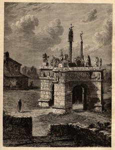 Finistere - Bretagne - Le calvaire de pleyben - Enclos paroissial de Pleyben - Pleyben Parish close - gravyr i "" PATRIE" - PECTUREQUIRESSE BESKRIVNING AV FRANKRIKE I 6 BÅNDER AV LUCIEN HUARD - slutet av 1800-talet av Unknown artist