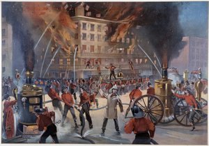 Brand- och brandmän i New York av Unknown artist