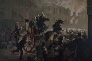 Brandbil, sent 1800-tal (färg litho) av Unknown artist