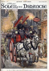 Brand i Paris: larm från brandkåren. Gravyr i ”Le sun-du-dimanche”, 3 december av Unknown artist