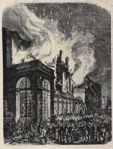 Brand på Opera de la rue Lepelletier (Le Peletier) i Paris den 28 oktober av Unknown artist