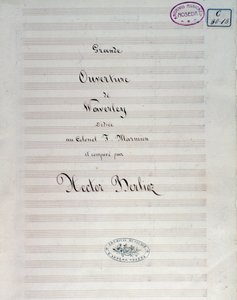 Första sidan av noterna till Waverley opus 1, ouvertyr, av Hector Berlioz av Unknown artist