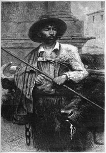 Tidigare bonde: buffelförare (buffeluppfödning för mozzarella) Gravyr i "" The Illustrous World"" av Unknown artist