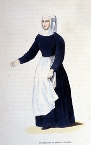 Franciskanernanna av St. Elizabeth. Orden grundad av St. Elizabeth av Ungern (1207 - 1231). Gravyr av 1800-talet. av Unknown artist