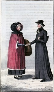 Fransk kanadensisk dam, jeune francaise canadienne; i "Resor genom Kanada och Nordamerikas förenta stater 1806-1808", av John Lambert, red. London av Unknown artist