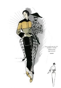 Franskt mode, design av skjortklänning i ull. av Unknown artist