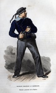 Fransk sjöman redo för kollision. i "" General Naval History"" av Van Tenac av Unknown artist