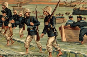 Franska trupper landsteg i Majunga på Madagaskar 1895 av Unknown artist