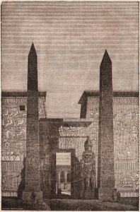Framifrån av en rekonstruktion av Luxor Obelisks i Egypten av Unknown