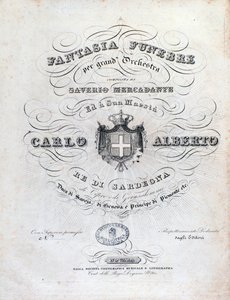 Frontispice for Fantasia funebre, orkesterverk av Mercadante av Unknown artist