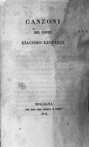 Frontispice av "" Canzoni "" (sång) av den italienska poeten Giacomo Leopardi (1798 - 1837) 1824 av Unknown artist