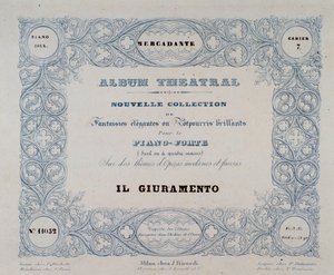 Frontispice av operan Il Giuramento, av Mercadante (1837) av Unknown artist