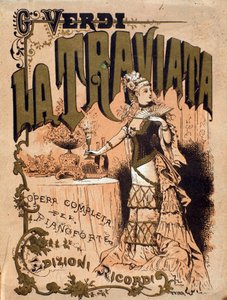 Frontispice av partituret till operan "La Traviata"" av Giuseppe Verdi (1813-1901) Privat samling från 1800-talet av Unknown artist