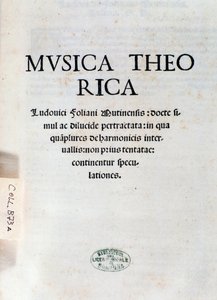 Frontispice av Musica Theorica av Ludovico Foliani (gravyr av Unknown artist