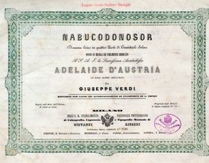 Frontispice av musikaliska partitur av Nabucco-operan av Giuseppe Verdi av Unknown artist