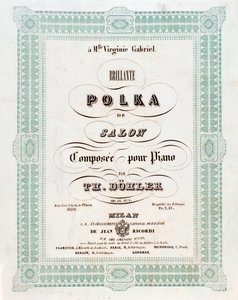 Frontispice av musikaliska partitur av Polka de salon av Theodor von Dohler av Unknown artist