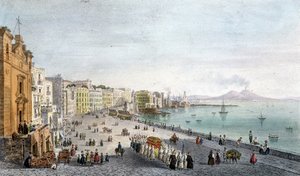 Begravning i Neapelbukten med Vesuven i bakgrunden. av Unknown artist