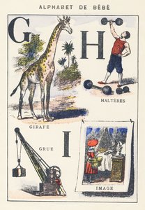 G H I: giraff, trana, hantlar, bild av Unknown artist
