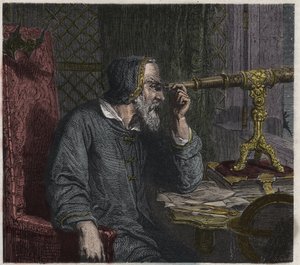 Galileo Galilei och hans teleskop av Unknown artist