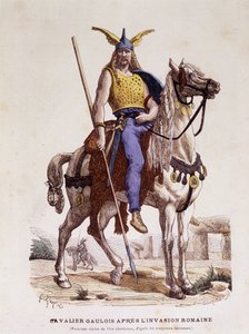 Gallisk ryttare efter den romerska invasionen - i "" Costumes de Paris genom århundradena"" av Unknown artist