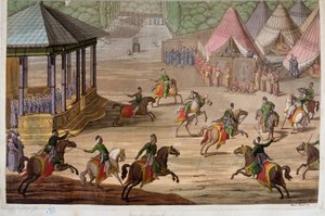 Game of the jirid i det osmanska riket - i "" The Old and Modern Costume"" av Jules Ferrario av Unknown artist