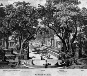 Spel i Sparta (Grekland) under antiken. 1800-talsgravyr. av Unknown artist
