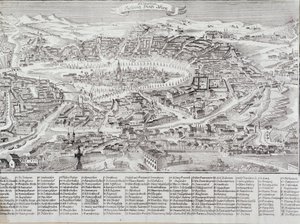 Allmän vy över staden Wien med detaljer om huvudbyggnaderna och monumenten. Österrike Gravyr från 1800 privatsamling av Unknown artist