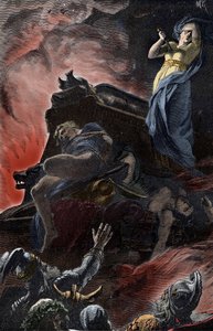 Tyska begravningsoffer - Begravningsrit, järnåldern, Tyskland: Kvinnans offer på begravningsslaktaren av hennes man av Unknown artist