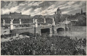 Tyska arbetare, som gör upplopp i Berlin, rensas bort av polisen för att tillåta Kaiser Wilhelms passage av Unknown artist