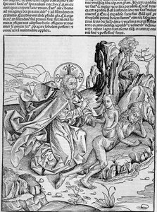 Gud föder Eva från Adams lår - i "" Nuremberg Chronicles"" av Unknown artist