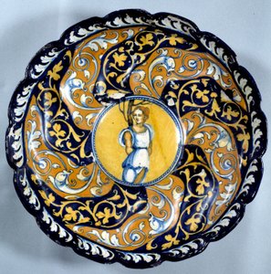Godronnee fajans kopp dekorerad av en angelot. 1500-talets Paris, Louvren av Unknown artist