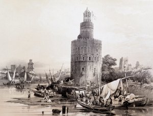 Gold Tower, Sevilla, "Konstnärligt och monumentalt Spanien med berömda platser och monument i Spanien"" av Don Genaro Perez de Villa av Unknown artist