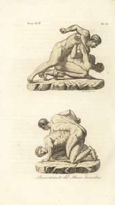 Grekiska idrottare som tävlar i kampsporten Pankration av Unknown artist