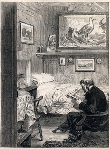 Greenwich Hospital Cabin Royal Charles Ward - 1865 gravyr av en marin pensionär i hans pensionärskvarter (Greenwich Hospital) - av Unknown artist