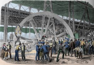 Greve du Creusot. En överlåtelse av arbetare i verkstäderna, vid tidpunkten för lönen. 1800-talet. av Unknown artist