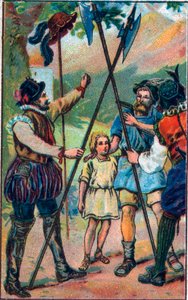 Guillaume Tell (William Tell) (legendariska hjältar från schweizisk självständighet) vägrade att böja sig för hatten. Kromolitografi från slutet av 1800-talet. av Unknown artist