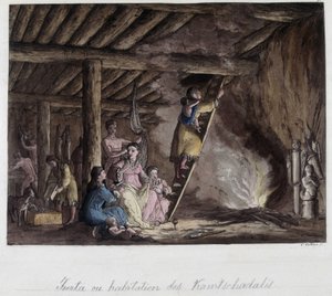 Bostad i Kamtschadales, Sibirien. I ""Den gamla och moderna kostymen"" av Unknown artist