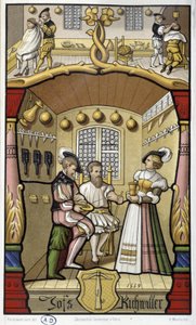 Frisör- och frisörscener - faksimil av en miniatyr från 1559 av Unknown artist