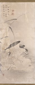 Hawks And Prey (bläck på papper) av Unknown artist