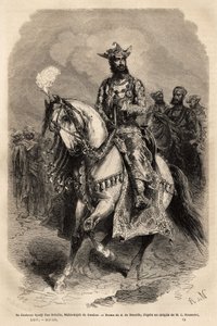 Hans höghet Syadji Rao Scindia (1846-1886), Maharajah av Gwalior (nuvarande Madhya Pradesh). Gravyr för att illustrera Rajahernas Indien, av Louis Rousselet, 1864-1868, publicerad i "" Le tour du monde""" 1872, redigerad av Edouard Charton, Hachette edi av Unknown artist