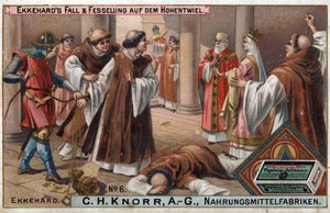 Historien om Ekkehard IV av St. Gallen (S:t Gallen) eller Eckhard, Eckhart (980 -1057) lärd och latinsk poet. Ekkehards fall och dess chings vid Hohentwiel. av Unknown artist